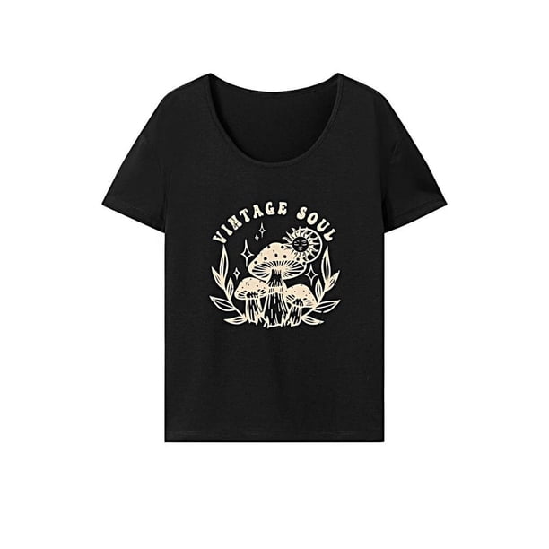 Camiseta de mujer con cuello redondo, camiseta de moda para mujer, camisetas suaves de verano para caminar y viajar S