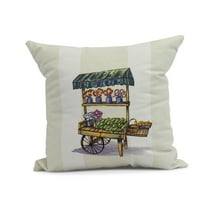 Simply Daisy, 16" x 16" Veggie Cart Outdoor Pillow, Green