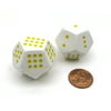 Koplow Games Pack of 2 Large 28mm D12 Spotted 1 - 12 RPG D Gaming Dice - White with Yellow #12498