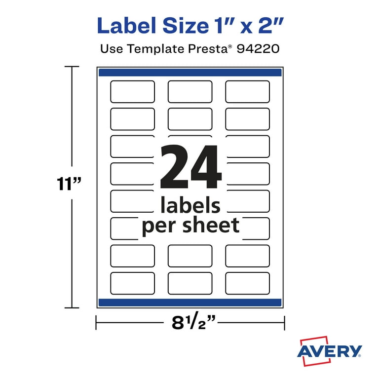 Avery Matte White Rectangle Labels, 1" x 2", 600 Labels - Walmart.com