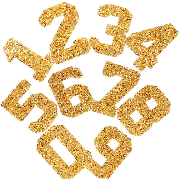 Masteelf Golden Rhinestones Number Iron On Patch for Clothes Decor Elegant Embellishment for