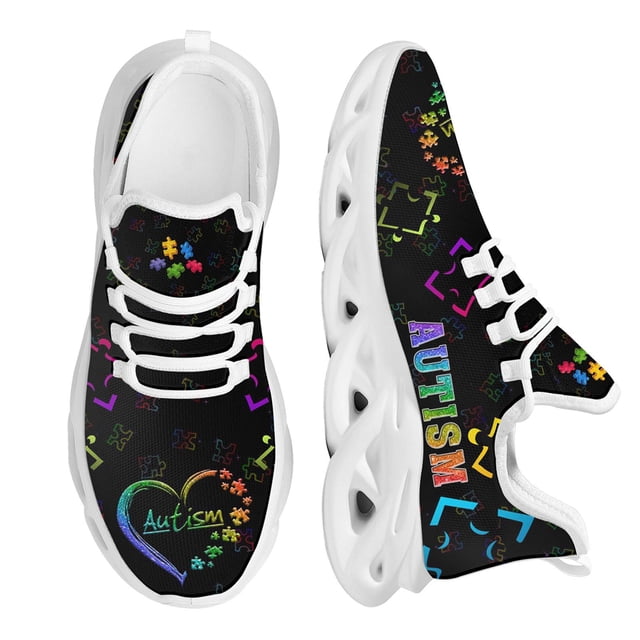 Zapatillas deportivas de malla para mujer, con amortiguación ligera y transpirables, con diseño de amor y concienciación sobre el autismo,