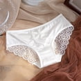 thumbnail image 2 of PMVFHDE Womens Hollow Out Thin Strap Underwear Comfortable Breathable Lace Satin Detail Briefs Womens Underwear White，L, 2 of 4