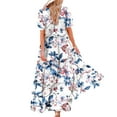 thumbnail image 3 of Sexlip Womens A Line Dress Short Sleeve Floral Design Breathable Fabric Flowy Silhouette for Daily Wear Multicolor S, 3 of 7