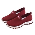 thumbnail image 4 of Zapatillas de deporte para mujer, sin cordones, de tejido de malla y suela suave, informales, para uso diario y al aire libre, Jujube Red 37, 4 of 12
