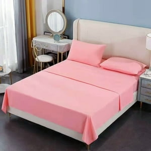Juego de sábanas lisas completo en varios colores (rosa, beige, azul, rojo,  gris, morado, verde) cama