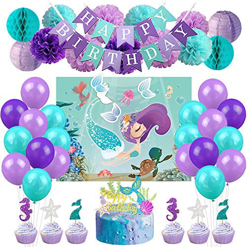 Mermaid Kids Birthday Party Birthday Set Motto Party Decoration Decoration