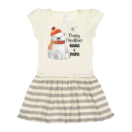 

Inktastic Merry Christmas Nana and Papa Cute Polar Bear Gift Toddler Girl Dress