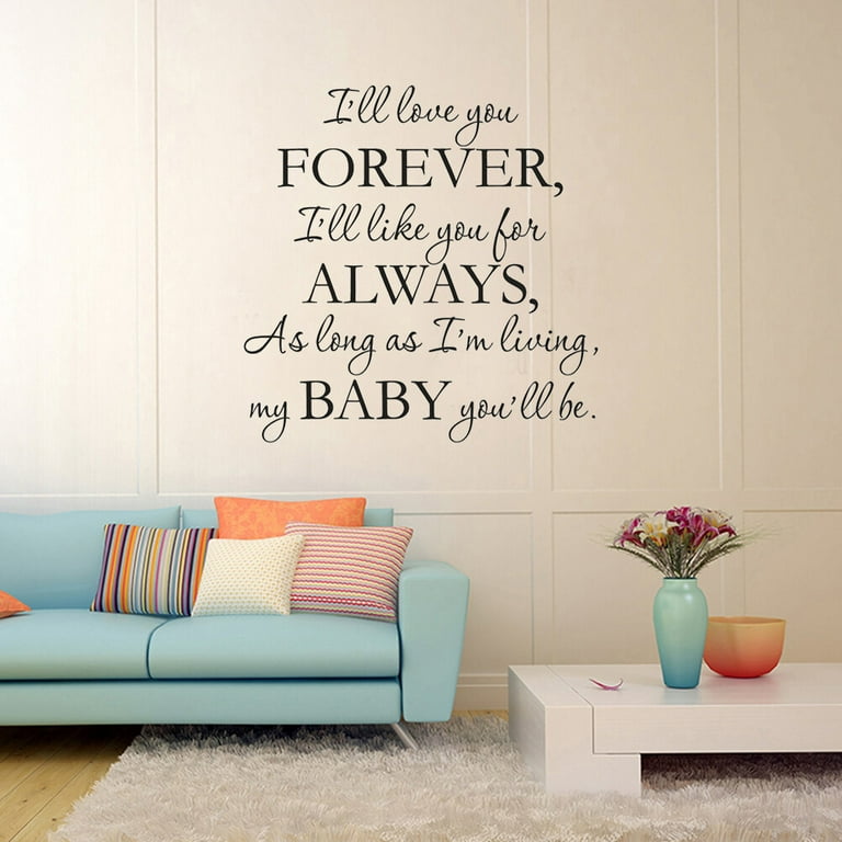Etereauty Wall Sticker Quotes Nursery Decor Decal Home Decor I'll Love You  Forever I'll Like You Always As Long As I'm Living My Baby You'll Be 