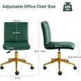 thumbnail image 2 of SSyao Armless Vanity Chair with Wheels, Computer Rolling Desk Chair with Back Soft Velvet Height Adjustable Gold Metal Base Swivel Stool Chairs-Darkgreen, 2 of 6