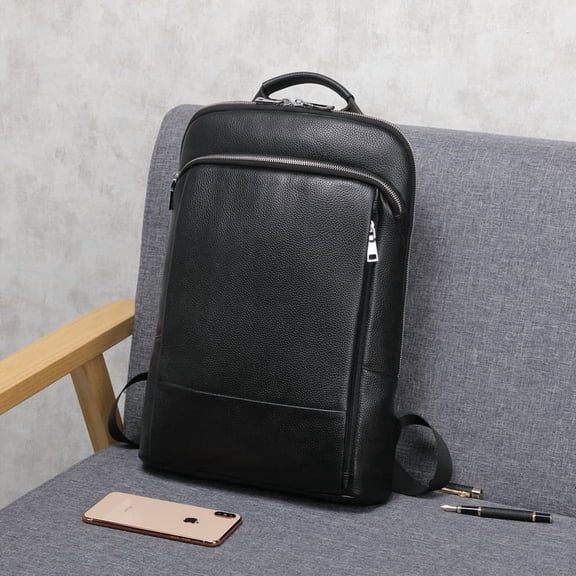 Genuine Leather Backpack For Men's Outdoor Leisure,Black
