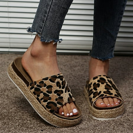 

Slippers Women s Fashion Casual Leopard Open Toe Platforms Wedges Slippers Outdoor Shoes