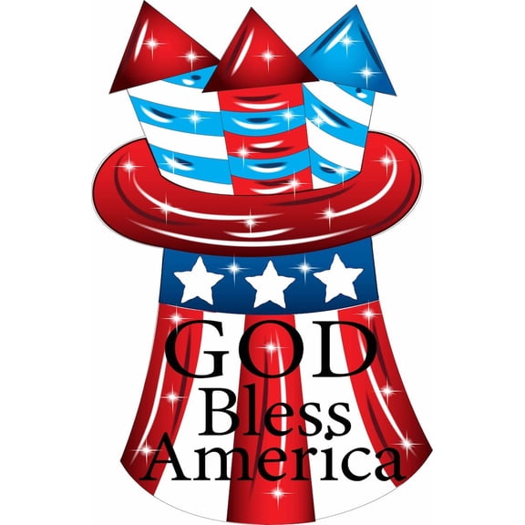 God Bless America Patriotic Hat with Firecrackers Yard Decoration