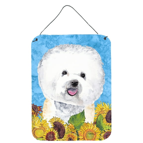 Carolines Treasures SC9059DS1216 Bichon Frise in Summer Flowers Wall or Door Hanging Prints 12WX16H multicolor