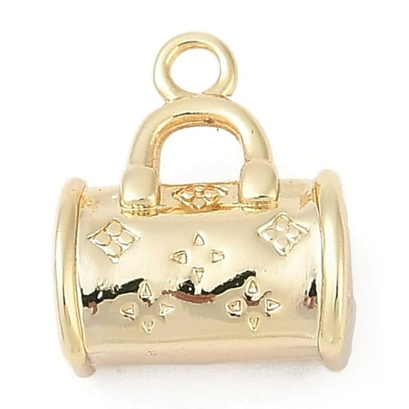 Brass Pendants Bag Charms Real 18K Gold Plated 11.5x9.5x6.5mm Hole: 1.4mm