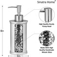 thumbnail image 2 of 4pc Sinatra Stylish Bathroom Accessories Set Liquid Soap Dispenser, Tumbler, Tooth Brush Holder and Soap Dish Modern Classic Luxury Decor Bling Mosaic Glass Silver Bathroom Accessories, 2 of 13