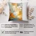 thumbnail image 2 of Ethan Taylor Abstract Throw Pillow Soft Cushion Cover ' 'Chromatic Abstract I Paint Brush Strokes' Modern Pattern Decorative Square Accent Pillow Case, 18x18 Inches, Blue, Orange, 2 of 5