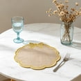 thumbnail image 4 of Linen Placemats Bow Embroidered Round Scalloped Kitchen Place Mats for Wedding Party Home Dining Table Decor, Set of 1, 15 x 15 inch, 4 of 6