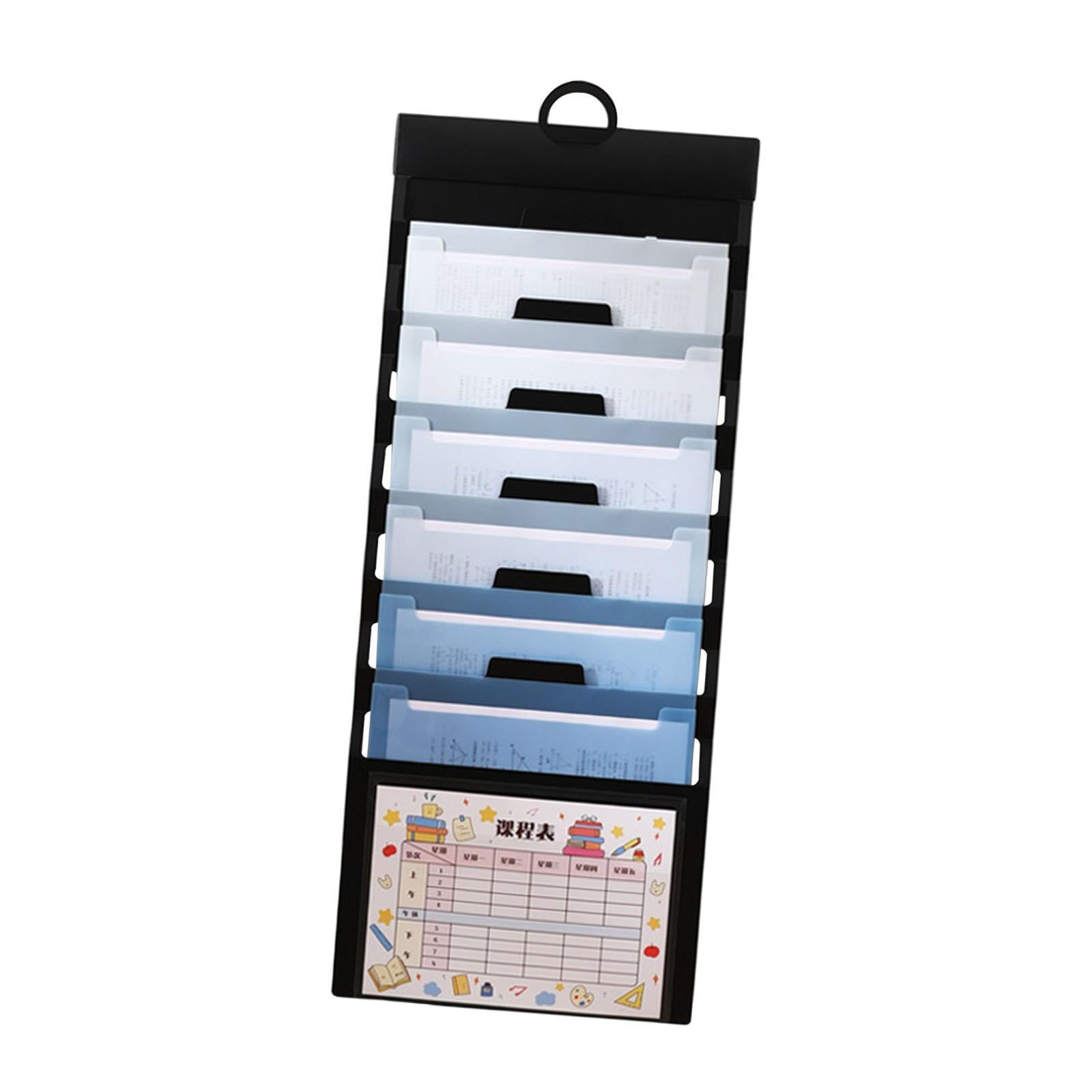 koolsoo Hanging Wall File Organizer Document Holder 6 Pocket Wear Resistant Sturdy Paper Folder File Folder Expanding for Home School blue