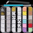 thumbnail image 1 of Kit de accesorios para decoración de uñas 3D con gemas variadas n.° 3, dije de mariposa con estrellas y diamantes de imitación AB para decoración, cuentas de caviar de flor de perla, cristal con pince, 1 of 1