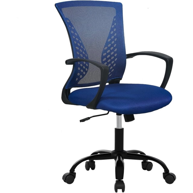 Office Chair Desk Chair Computer Chair Ergonomic Chair Adjustable Executive Mesh Mid Back with 360 Degree Swivel Wheels Lumbar Support Armrest (Blue)