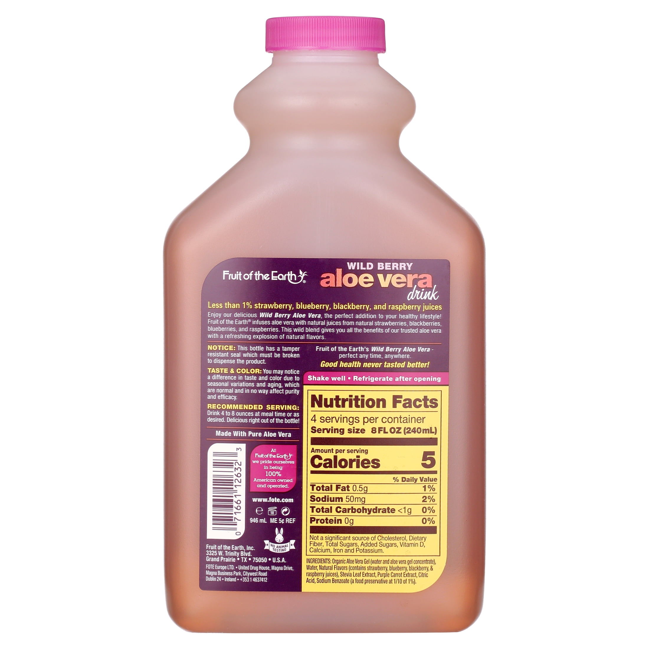 Fruit Of The Earth Aloe Vera Drink, Wild Berry, 32 Fl Oz, 1 Count