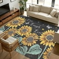 thumbnail image 3 of Sunflowers Rustic Area Rugs 8x10 for Living Room, Spring Summer Pastoral Flowers Black Non Slip Washable Rug Runner, Low Pile Indoor Floor Carpet Mat Bathroom Rugs for Bedroom, Kids Room, 3 of 9