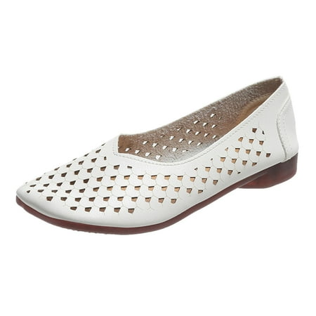 

KaLI_store Shoes for Women Women s Flats Shoes Leisure Shoes Slip On Work Shoes Comfort Walking Shoes White