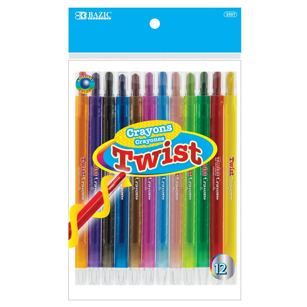 BAZIC 12 Color Twistable Crayons, Twist Up Propelling Assorted Color