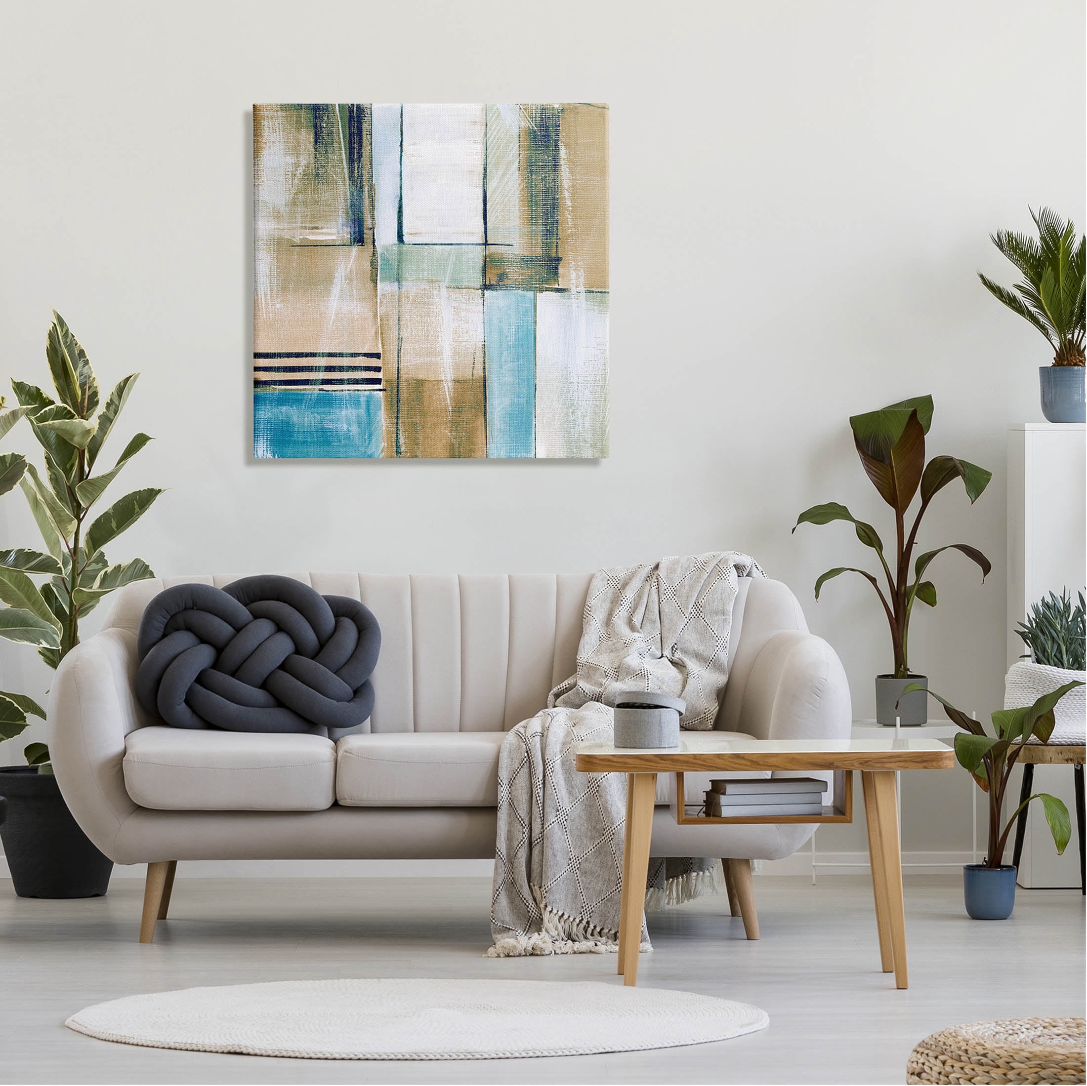 Modern Geometric Shapes Arrangement Abstract Painting Gallery Wrapped Canvas Print Wall Art