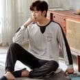 thumbnail image 5 of Autumn Cotton Pijama for Men Plus Size 3XL Lounge Pyjamas Set Male 2 Pieces Set Sleepwear Sleeping Top Pant Home Suit 2022, 5 of 7