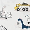 thumbnail image 5 of J-pinno Dinosaur Construction Work Digger Cars Vehicle Cute Cozy Fun Twin Sheet Set for Kids Girls Children 100% Cotton Flat Sheet + Fitted Sheet + Pillowcase Bedding Set, 5 of 6