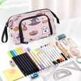 thumbnail image 5 of Nylon Fish Mouth Pencil Case with Large Capacity Zipper Pencil Pouch Pink Background Halloween Pattern Pencil Bag Organizers, 5 of 7