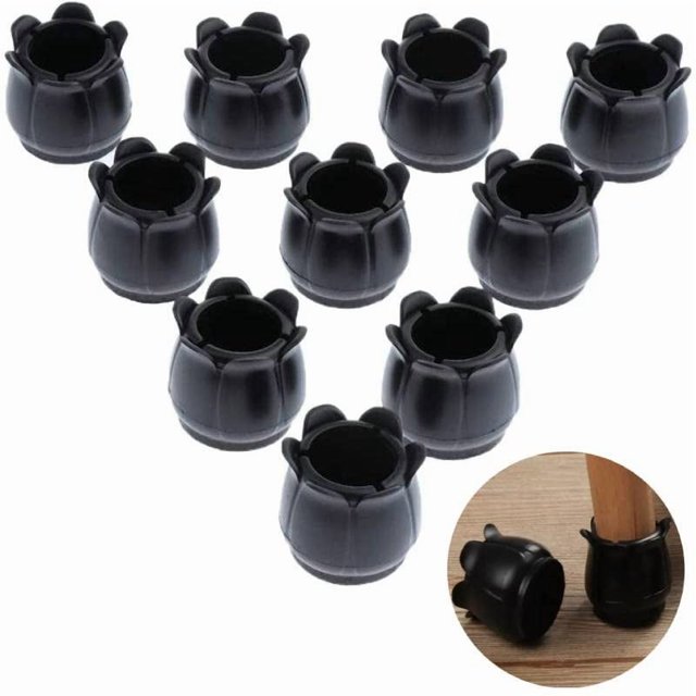 Furniture Pads Chair Leg Caps Black Lotus Flower Feet Tips with Felt Pads Silicone Furniture Table Legs Covers Table (Color : Black with Felt,Suitable for circular diameters of 22-26mm)