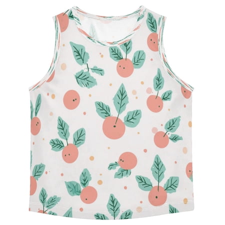 Boys Athletic Quick Dry Tank Tops Boys Sleeveless T-Shirts Kids Running Vest Peach Holly Leaves and Berries 7-8T
