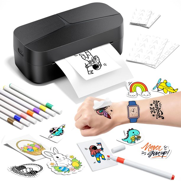 Kit para hacer tatuajes temporales Phomemo TK32 con 8 rotuladores y 50 papeles