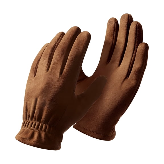 TELOLY Leather Insulated Work Gloves, Cold Proof Thermal Grip Gloves Windproof Thick Knit Touchscreen Gloves for Working Cold Weather Men Women