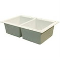 thumbnail image 2 of Transolid Radius 33in x 22in silQ Granite Drop-in Double Bowl Kitchen Sink with 3 CBD Faucet Holes, In White, 2 of 4