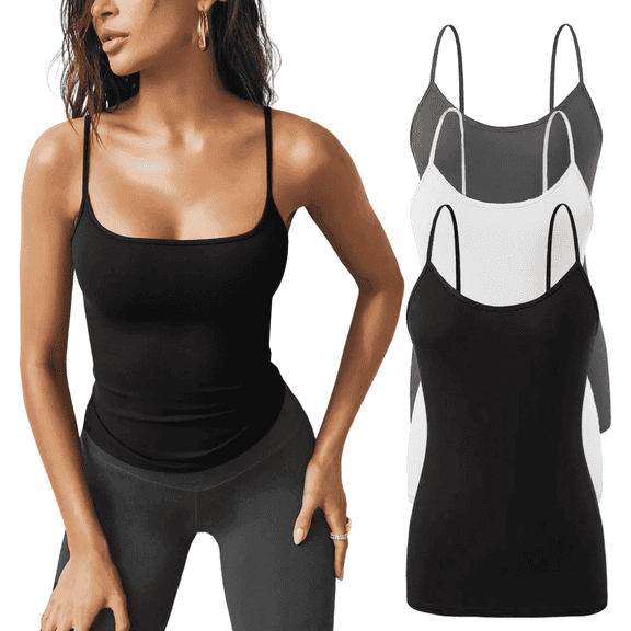 SOMER 3 Pack Women's Tank Tops Square Neck Sleeveless Ladies Tank Top Undershirts