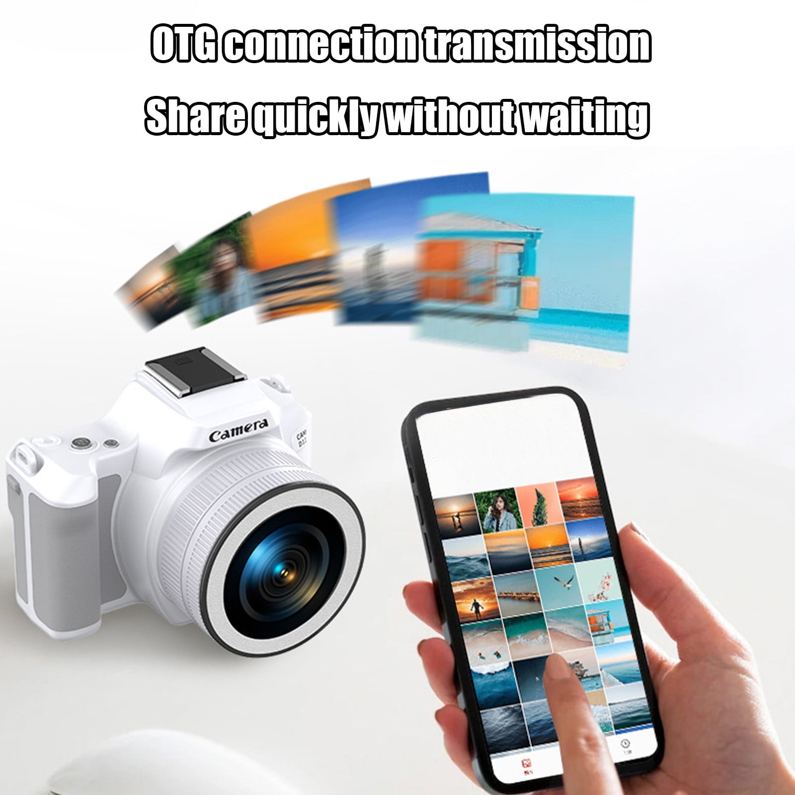Ckraxd CCD Mini DSLR Camera 48MP Dual Lens High Definition Compact Digital Camera with Rotating Focus, Multiple Filters for Versatile Photography