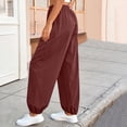 thumbnail image 3 of cocolona Womens Summer Casual Loose Joggers Solid Color Elastic Waist Workout Gym Beach Trousers with Pocket, 3 of 5