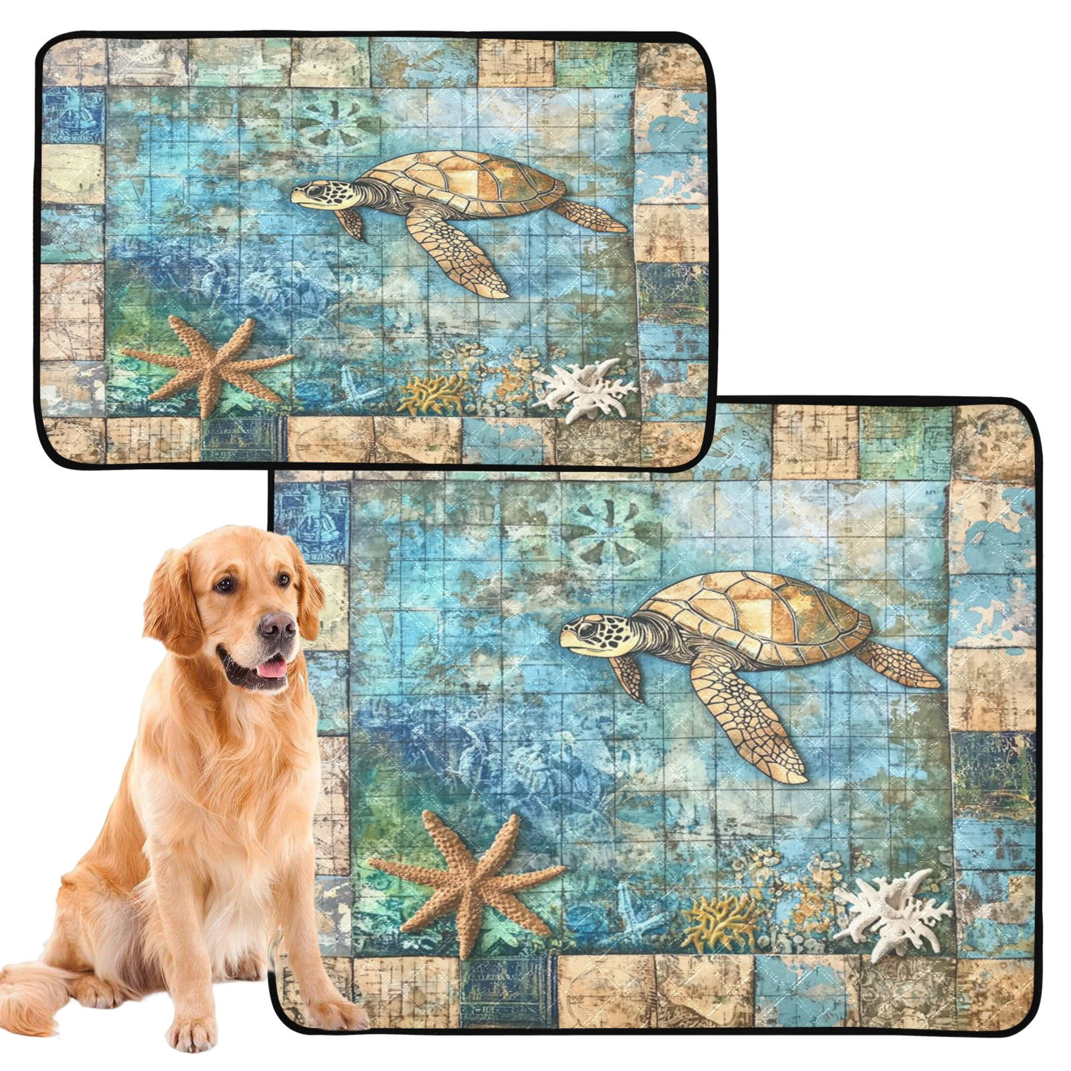 Qxltty Turtle Coral Figure Cat litter Pads Pet Set of 3 Diaper Mats Center Anti-leakage Layer Absorbent Soft and Comfortable