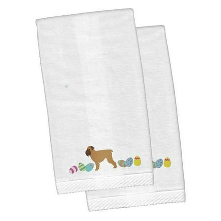 

Brussels Griffon Easter White Embroidered Plush Hand Towel - Set of 2