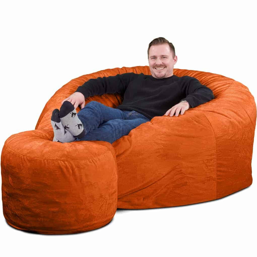Ultimate Sack Bean Bag Chair w/Foot Stool in Multiple Sizes and Colors