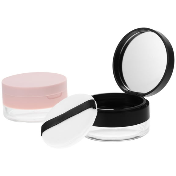 OFFIGAM Portable Empty Loose Powder Makeup Storage Case for Women, Travel-Friendly Compact Box, 2 Pieces Lightweight Design
