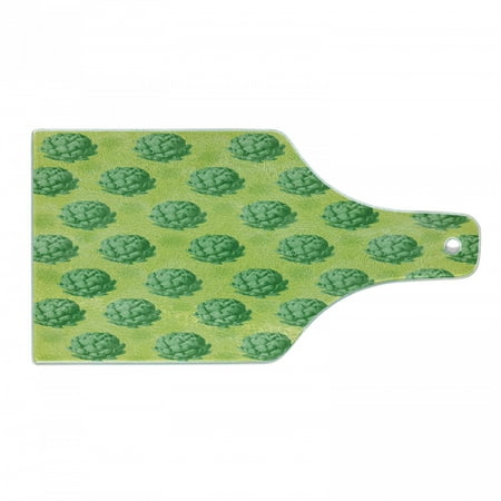 

Artichoke Cutting Board Field of Healthy Organic Artichokes Greens Vegan Vegetarian Way Decorative Tempered Glass Cutting and Serving Board Wine Bottle Shape Apple Green Fern Green by Ambesonne