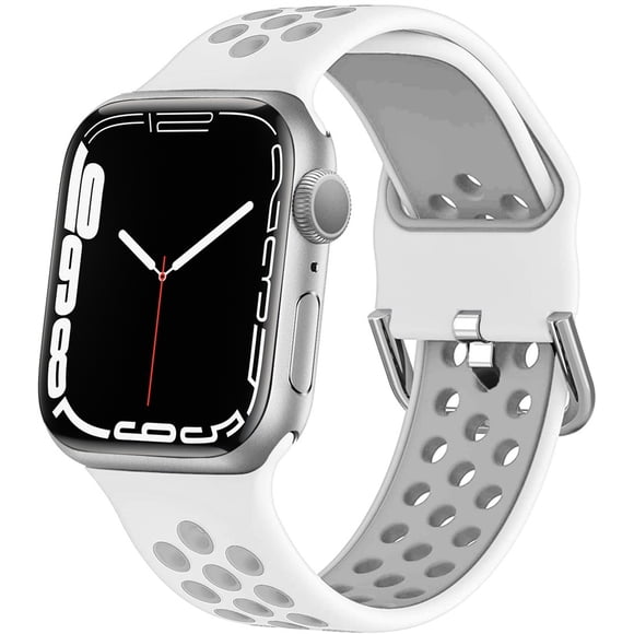 ALMNVO Silicone Compatible for Apple Watch Bands 40mm 44mm 38mm 42mm 41mm 45mm, Breathable Soft Silicone Wristbands Adjustable Bands for Apple Watch Series 3/6/5/4/7/2/ 1/SE/ Nike+