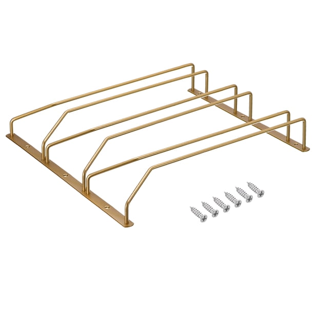 Vino Copa Estante Debajo Gabinete, 1uds 14 Colgante Estante Inoxidable Acero Vino Cristal Almacenamiento Colgador para Estante Cocina Bar (3 Filas, Oro)