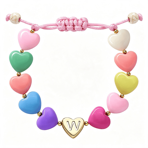 DESIGNICE Initial Heart Bracelets for Toddler Girls Kids Women, Cute Preppy Letter A-Z Charm Bracelet, Birthday Gifts for Mom
