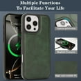 thumbnail image 2 of ShellTech for iPhone 16 Pro Case Magnetic Premium Leather Case Compatible with MagSafe Slim Cover Shockproof Protective Matte Back Wireless Charging,Green, 2 of 10